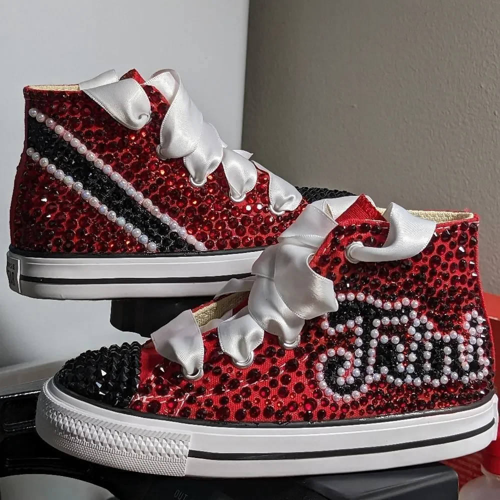 Custom order - toddle Converse Trinidad flag and matching keychain